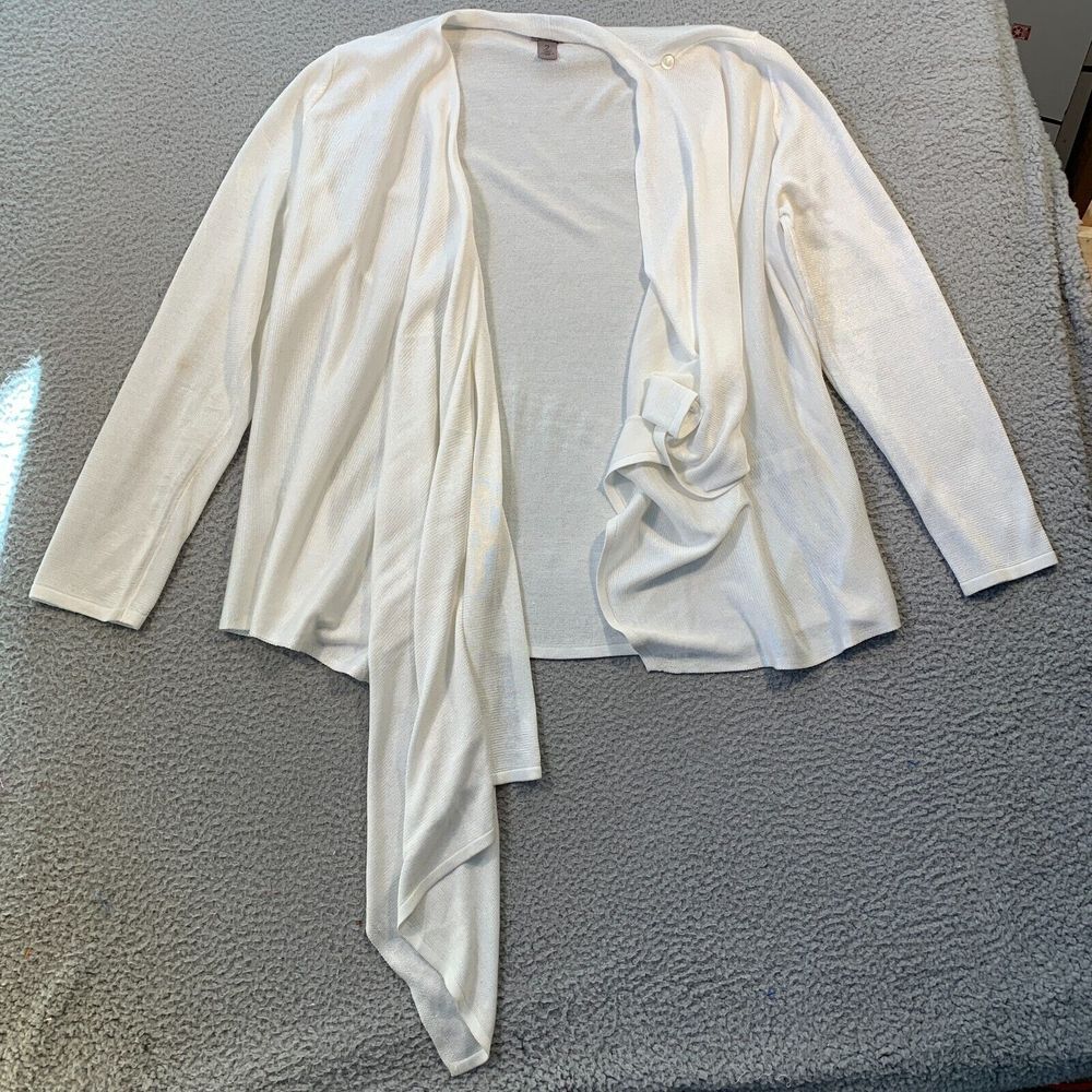 Chico's White Open Front Cardigan
